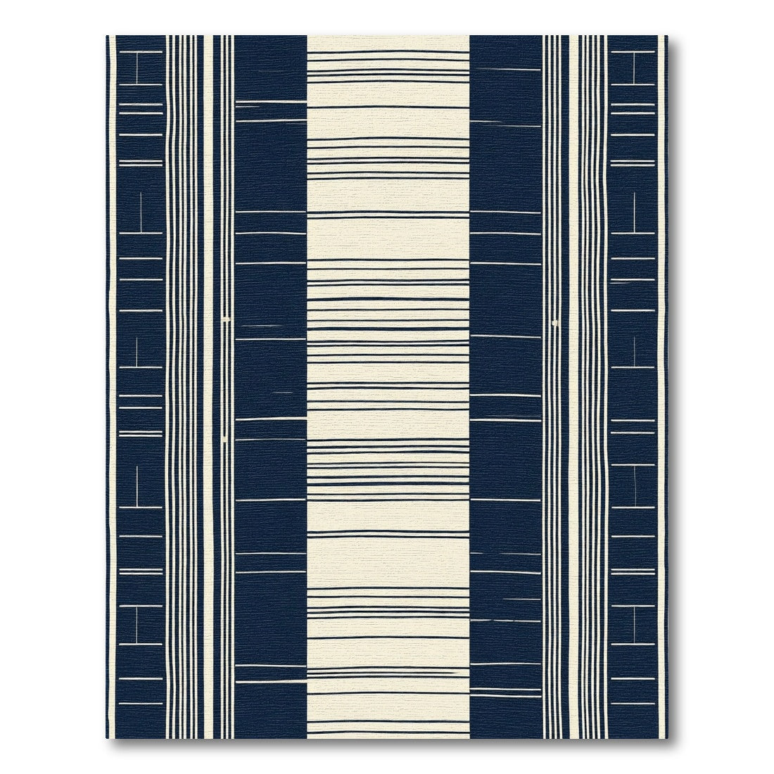 Navy Cream Contemporary Striped Rug