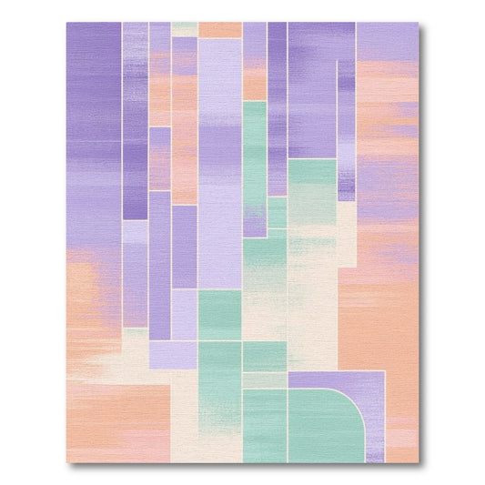 Modern Purple Orange Green Geometric Rug