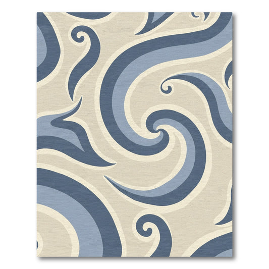 Coastal Blue Swirls Abstract Rug