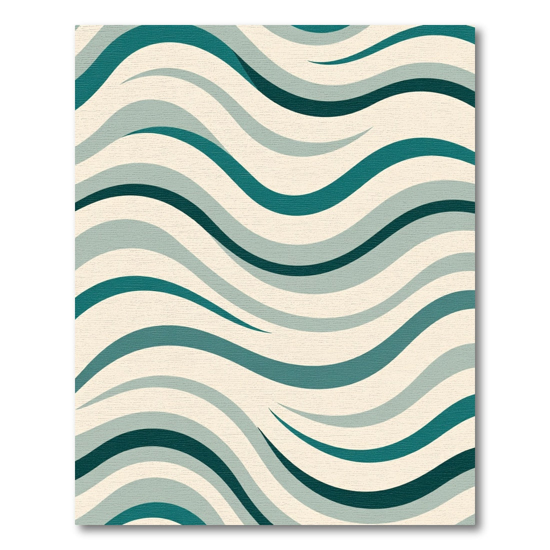 Teal and Cream Wave Pattern Rug