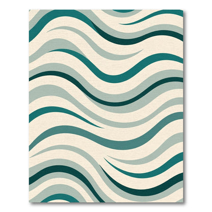 Teal and Cream Wave Pattern Rug