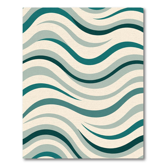 Teal and Cream Wave Pattern Rug