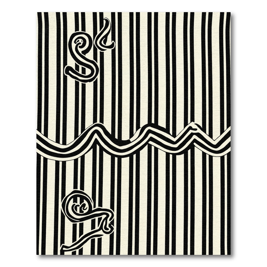 Black Cream Swirl Stripe Rug
