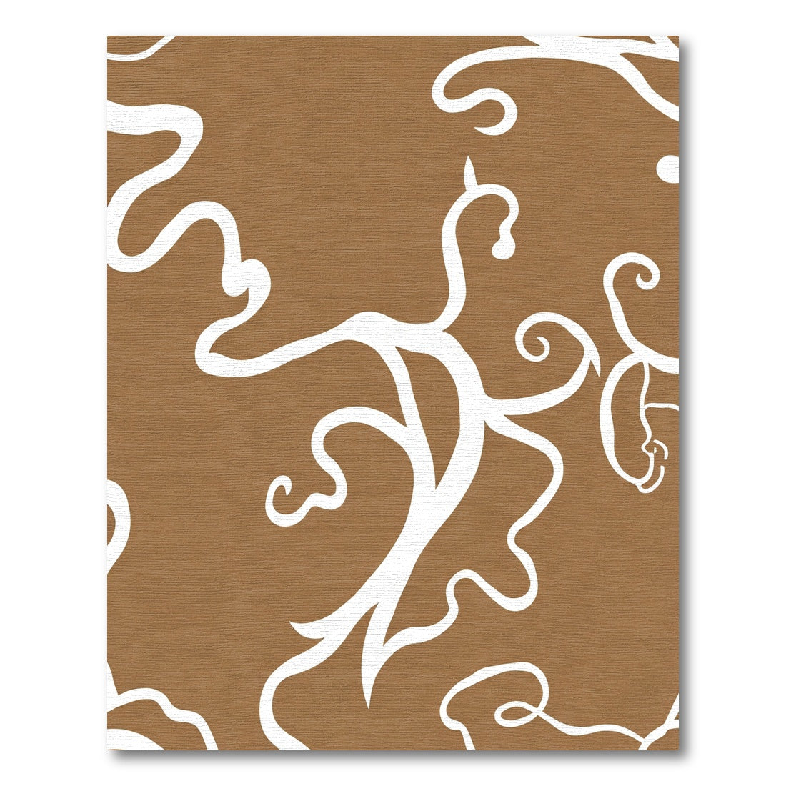 Brown White Organic Vine Swirl Rug