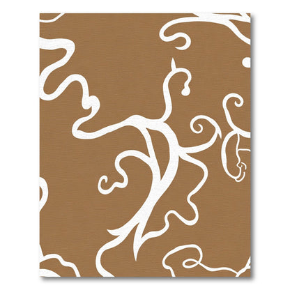 Brown White Organic Vine Swirl Rug