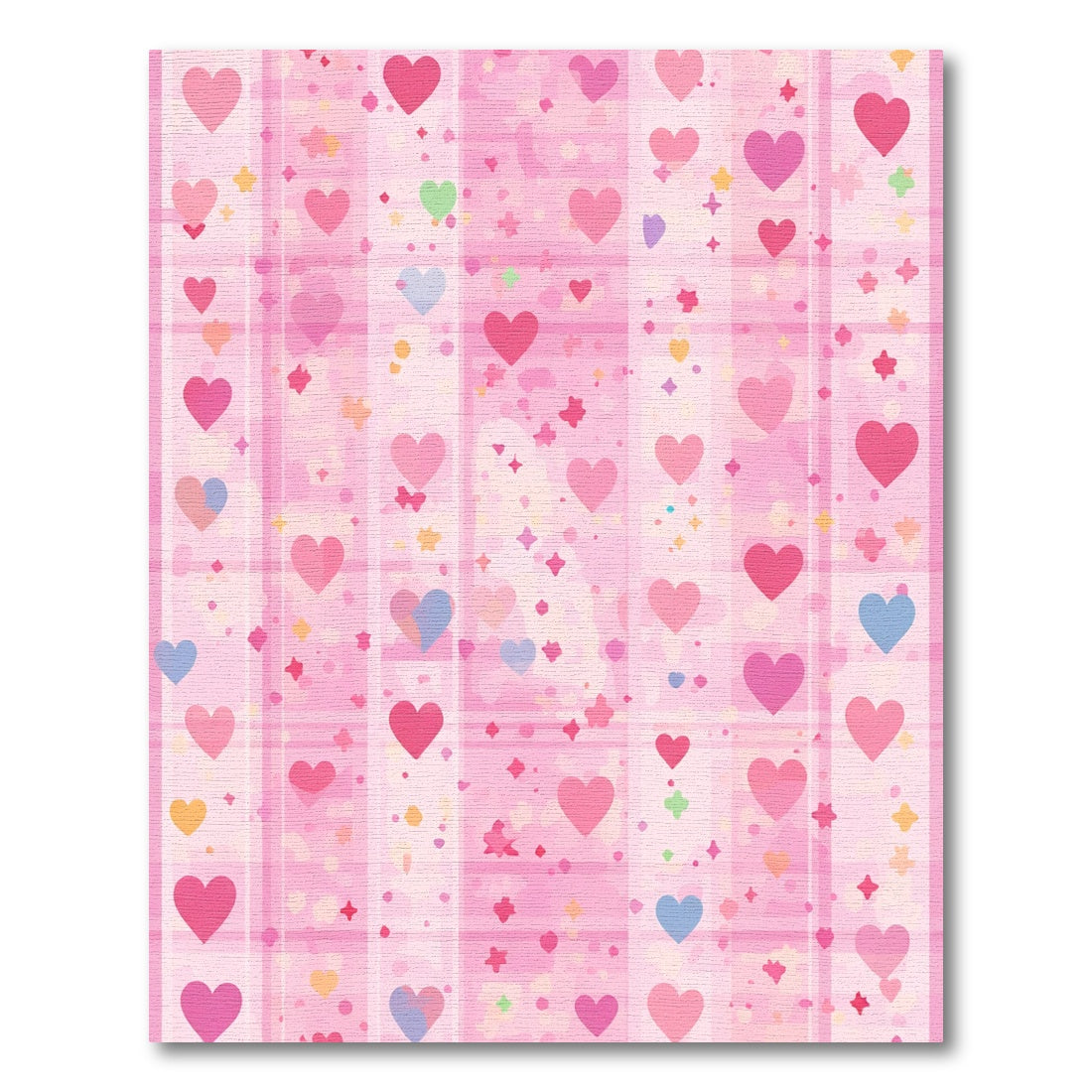 Pink Heart Overlay Plaid Rug