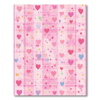 Pink Heart Overlay Plaid Rug
