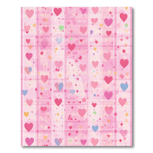 Pink Heart Overlay Plaid Rug