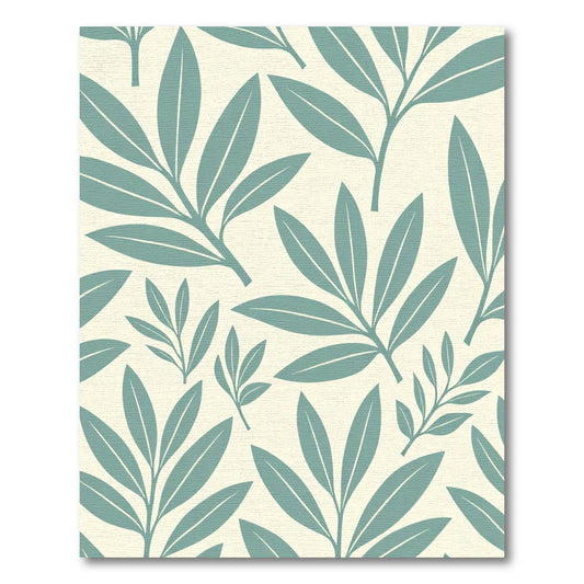 Teal Leaf Branches Cream Background Rug