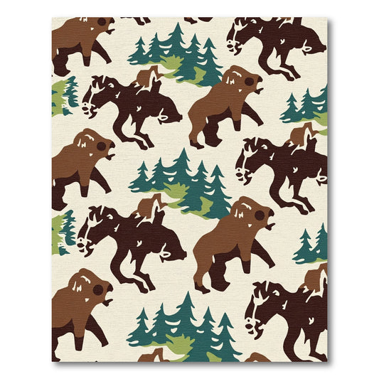 Brown Bears Woodland Forest Creatures Rug