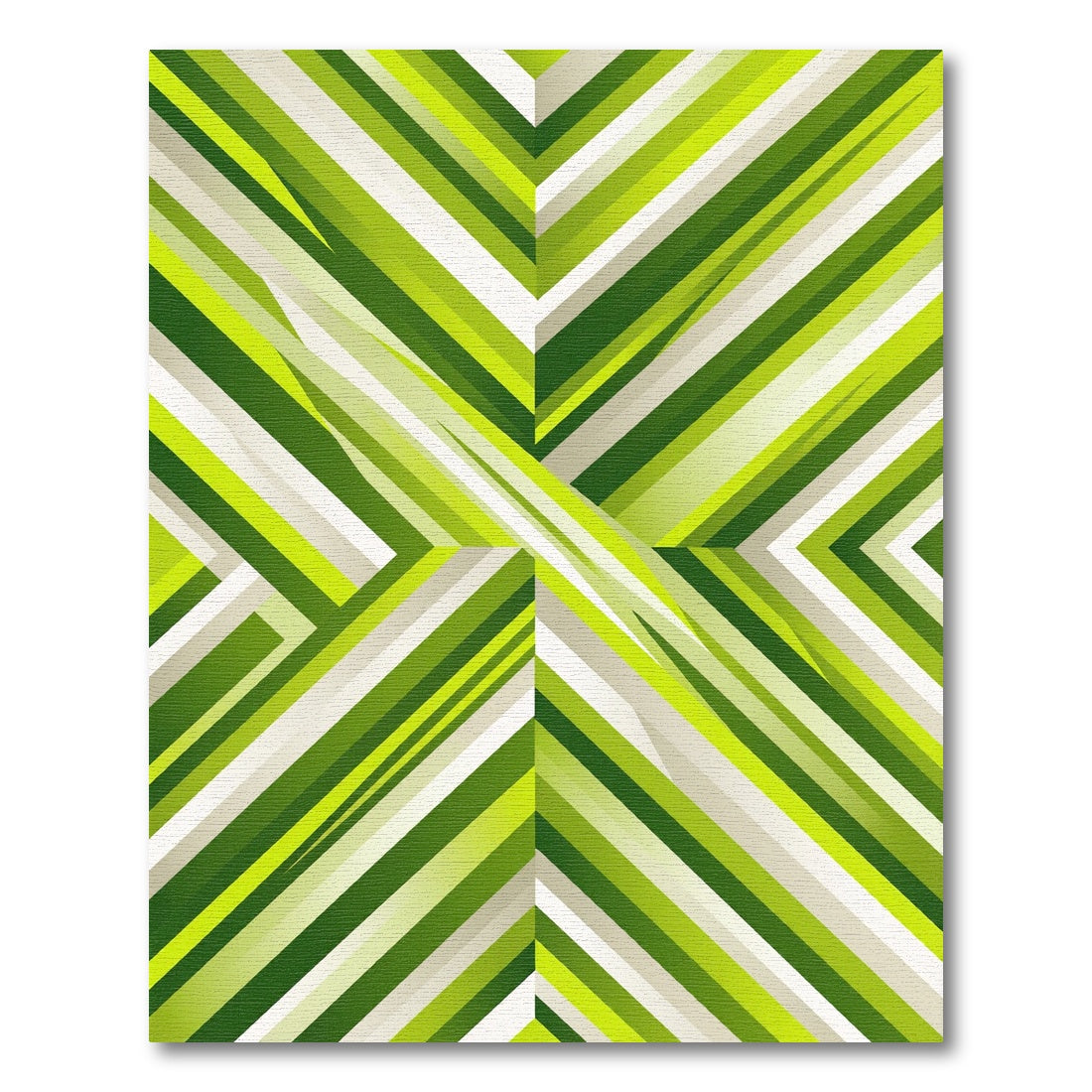 Modern Vibrant Lime Geometric Chevron Rug