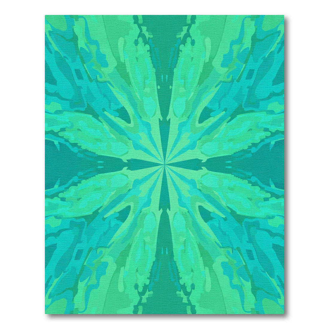Teal Green Abstract Starburst Symmetry Rug