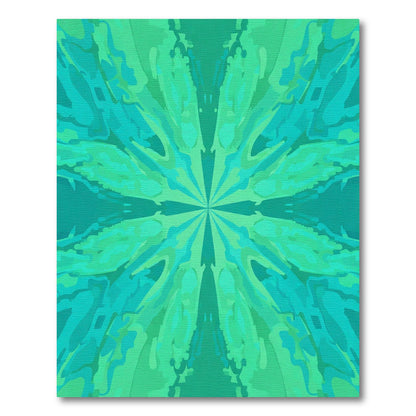 Teal Green Abstract Starburst Symmetry Rug