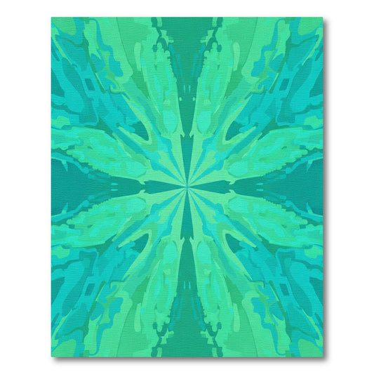 Teal Green Abstract Starburst Symmetry Rug