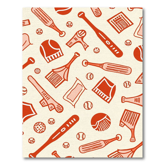 Red Baseball Theme Collection Rug