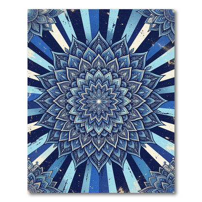 Radiant Indigo Celestial Flower Mandala Rug