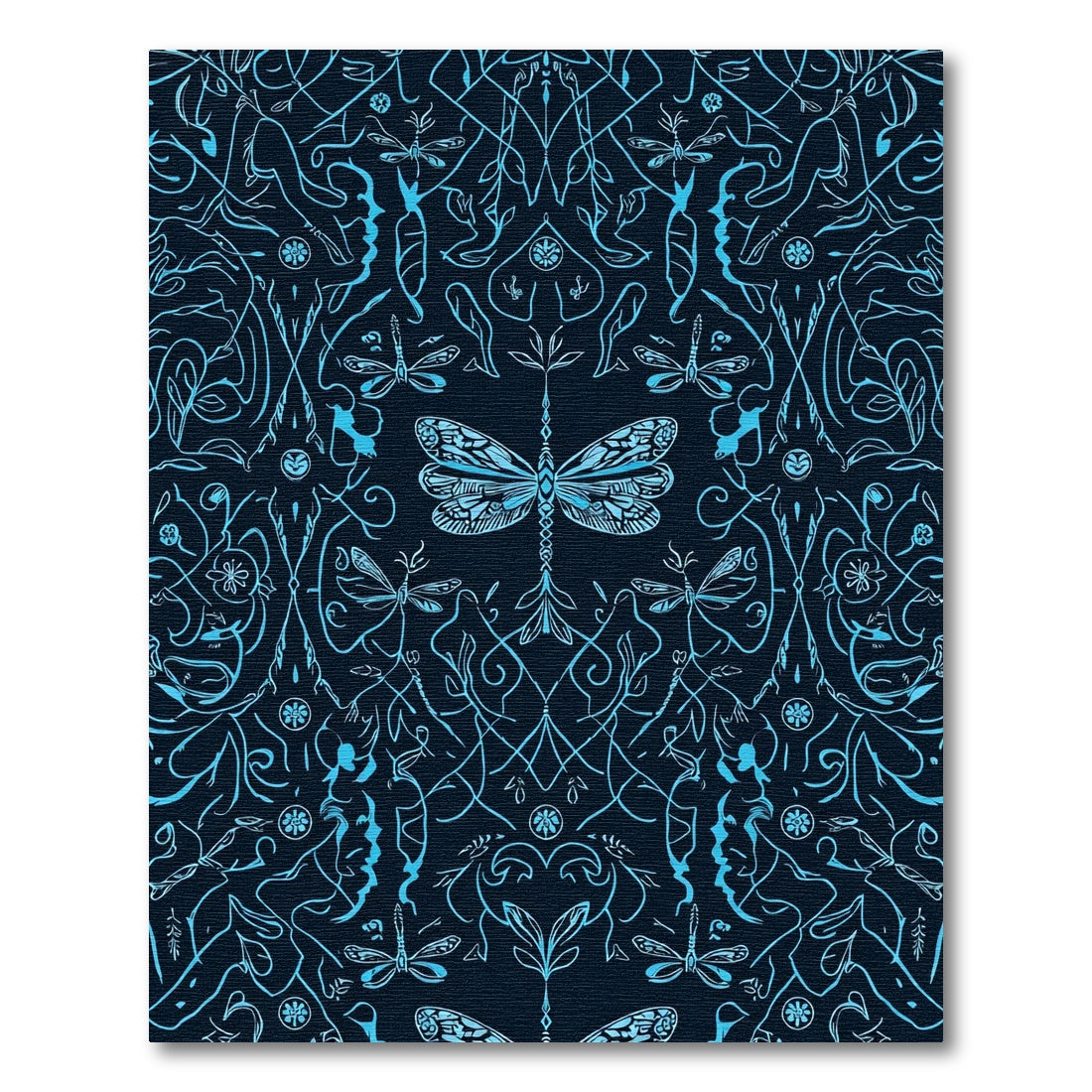 Midnight Blue Dragonfly Garden Tapestry Rug