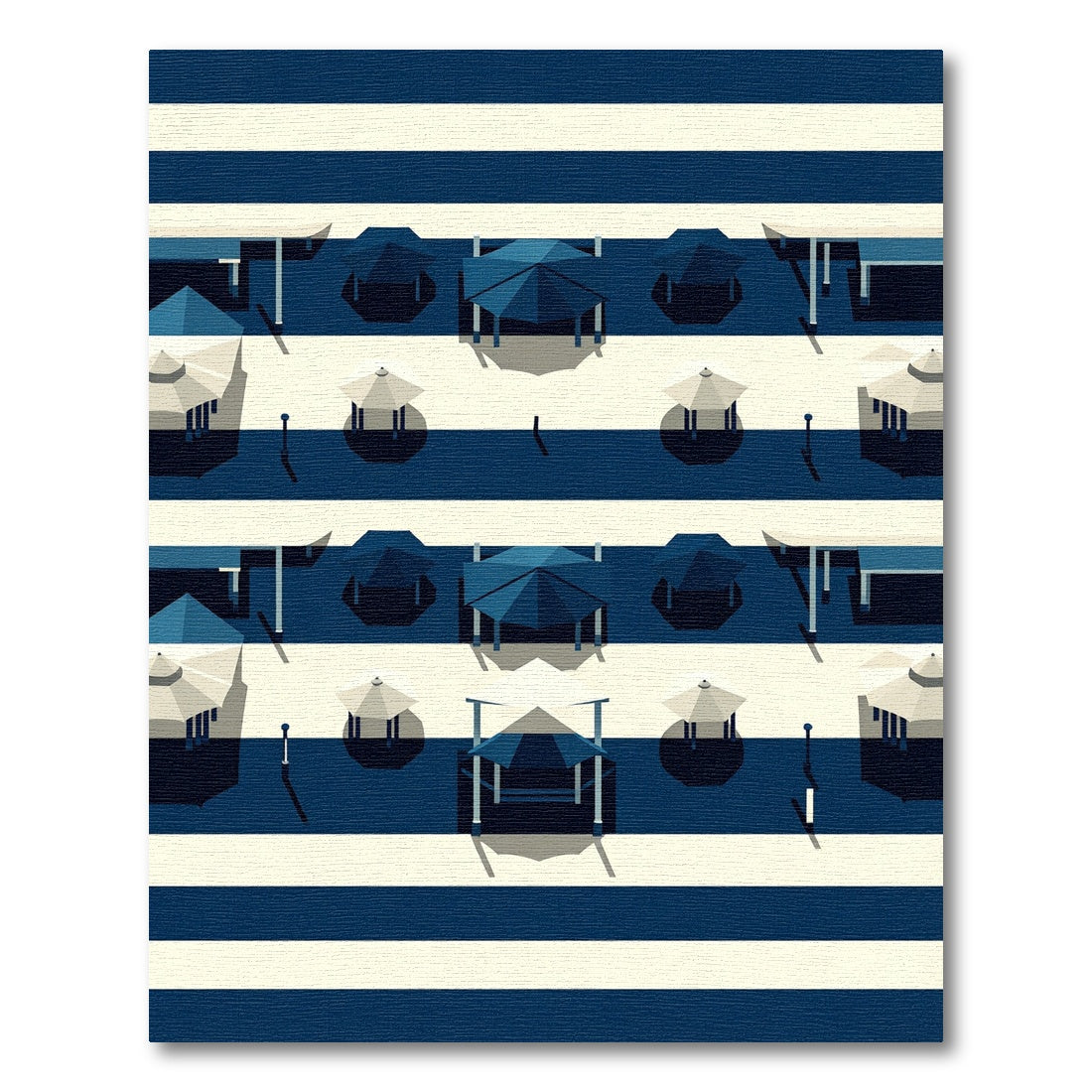 Modern Navy White Striped Geometric Gazebo Rug