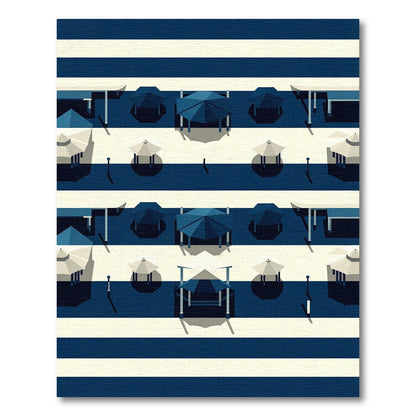 Modern Navy White Striped Geometric Gazebo Rug