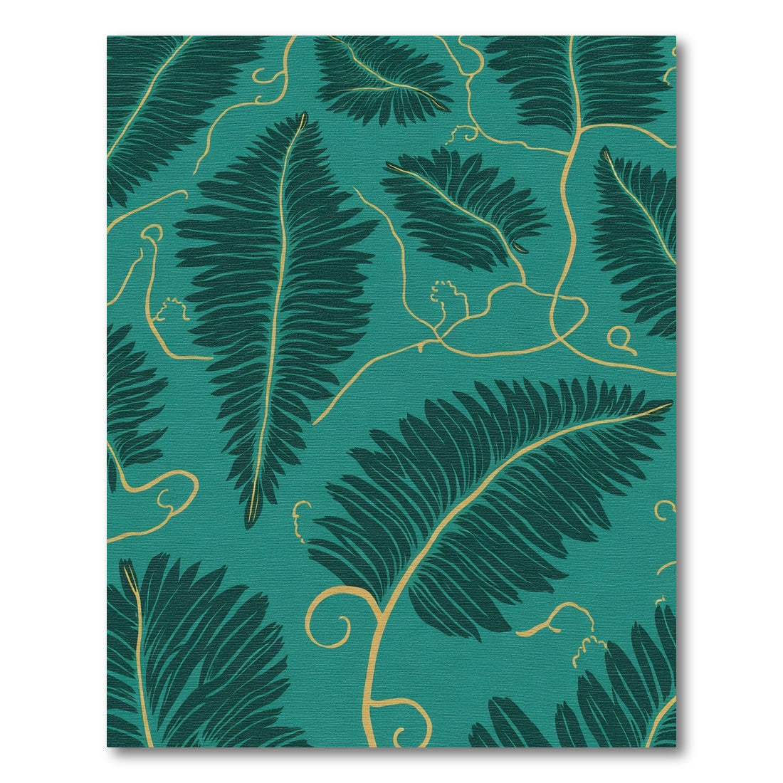 Teal Palm Frond Vine Rug