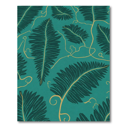 Teal Palm Frond Vine Rug