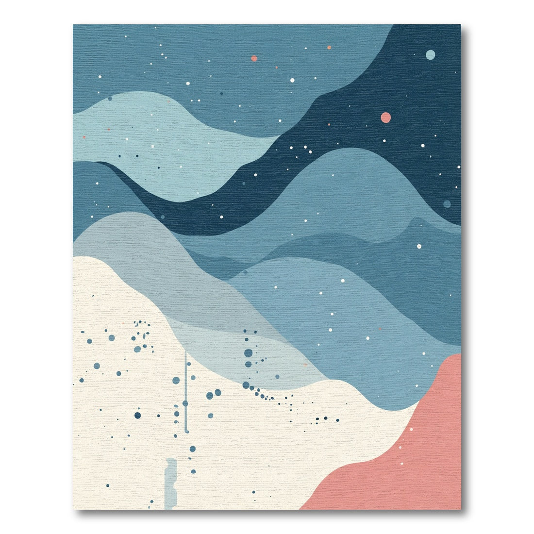 Misty Blue Abstract Layered Curves Rug