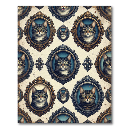 Victorian Tabby Cat Portrait Frame Rug