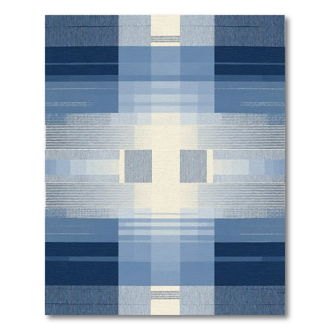 Modern Blue Geometric Abstract Gradient Rug