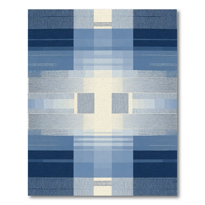 Modern Blue Geometric Abstract Gradient Rug