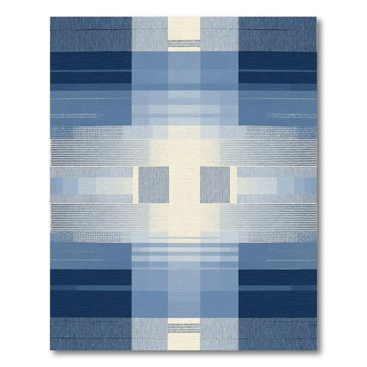 Modern Blue Geometric Abstract Gradient Rug