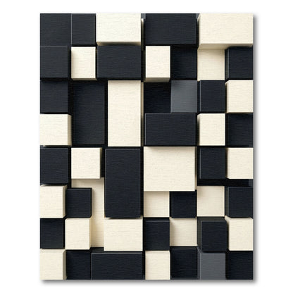 Monochrome Interlocking Cubes Abstract Rug