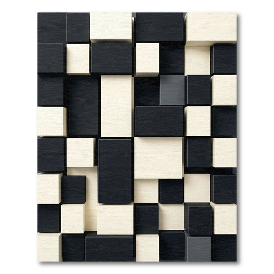 Monochrome Interlocking Cubes Abstract Rug