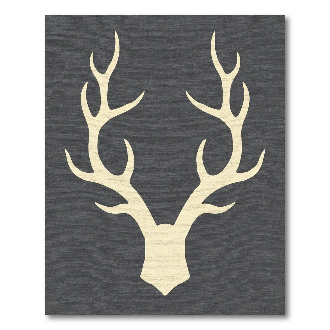 Cream Antlers Dark Gray Background Rug