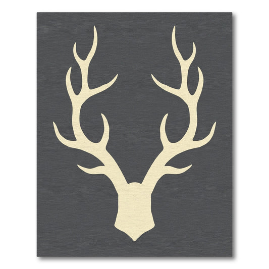 Cream Antlers Dark Gray Background Rug