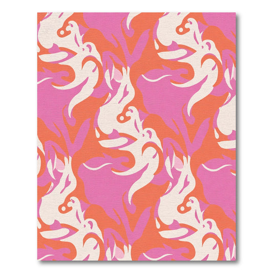 Pink Orange Cream Abstract Swirls Rug