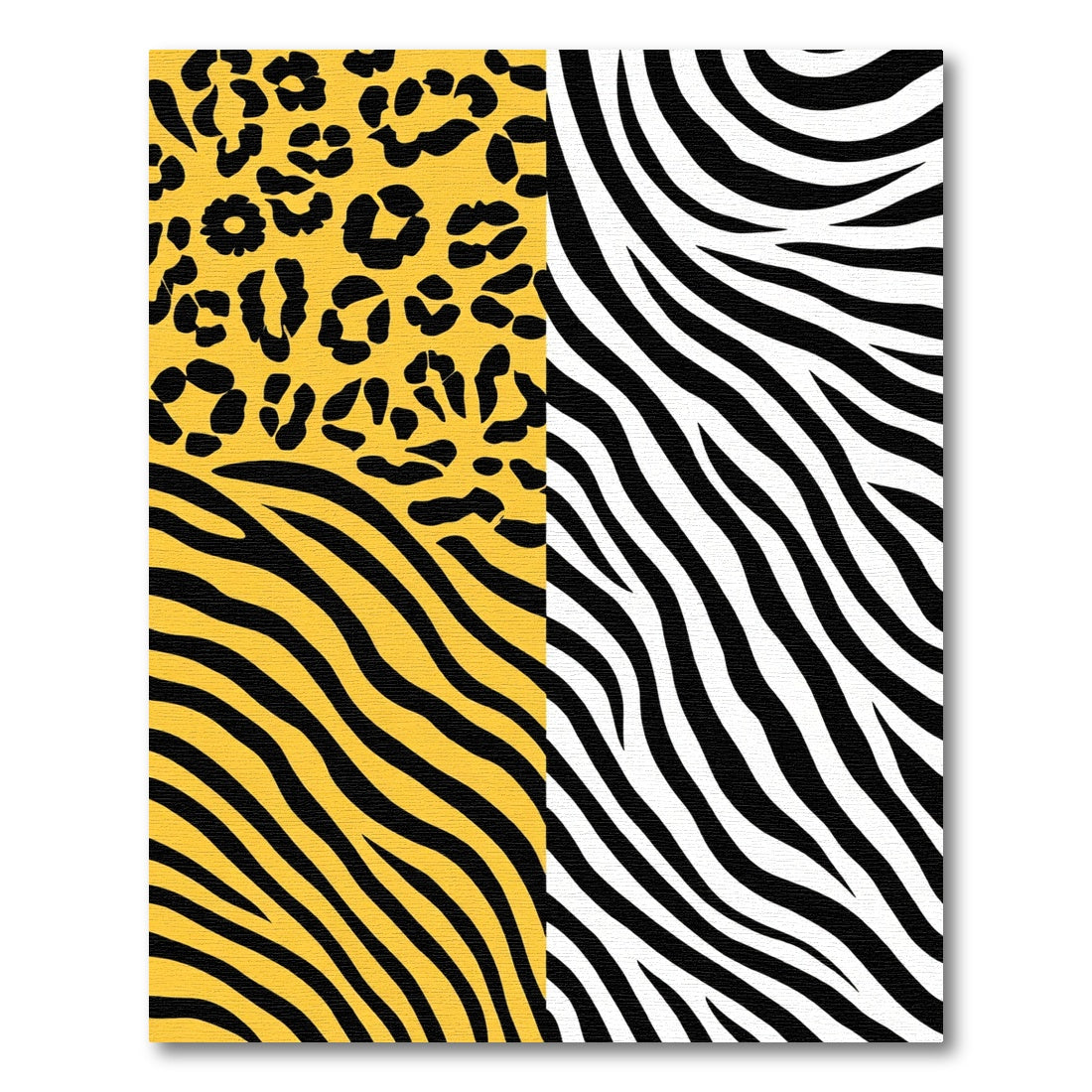 Bold Yellow Leopard Zebra Stripe medley Rug