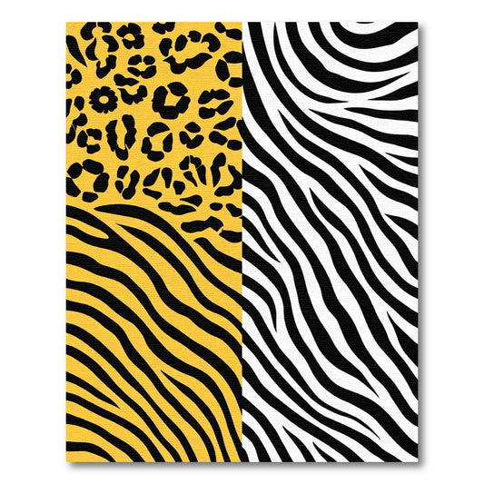 Bold Yellow Leopard Zebra Stripe medley Rug