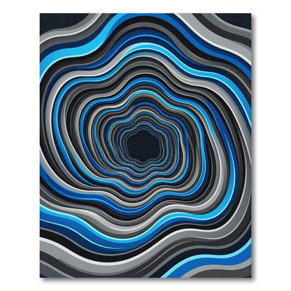 Vibrant Blue Abstract Wavy Vortex Rug