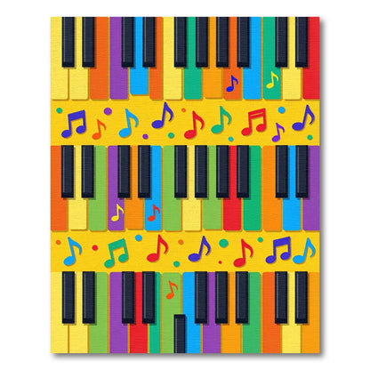 Vibrant Piano Keys Musical Notes Rug