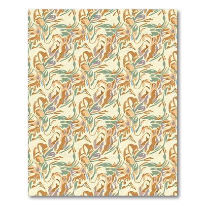 Earthy Abstract Swirl Botanical Arrangement Rug