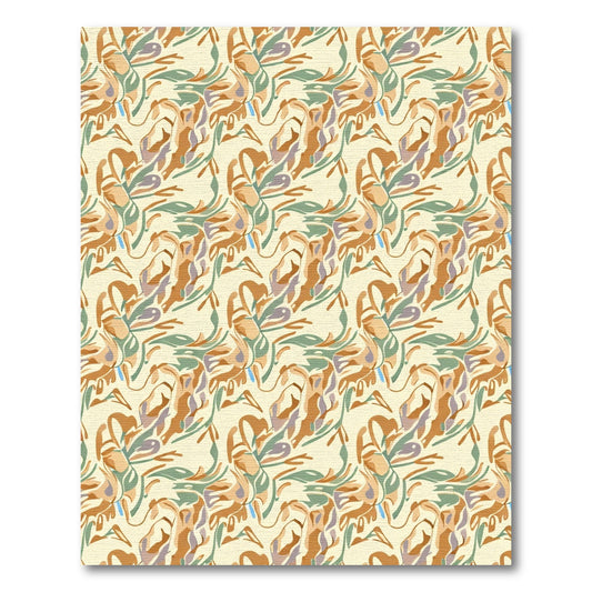 Earthy Abstract Swirl Botanical Arrangement Rug