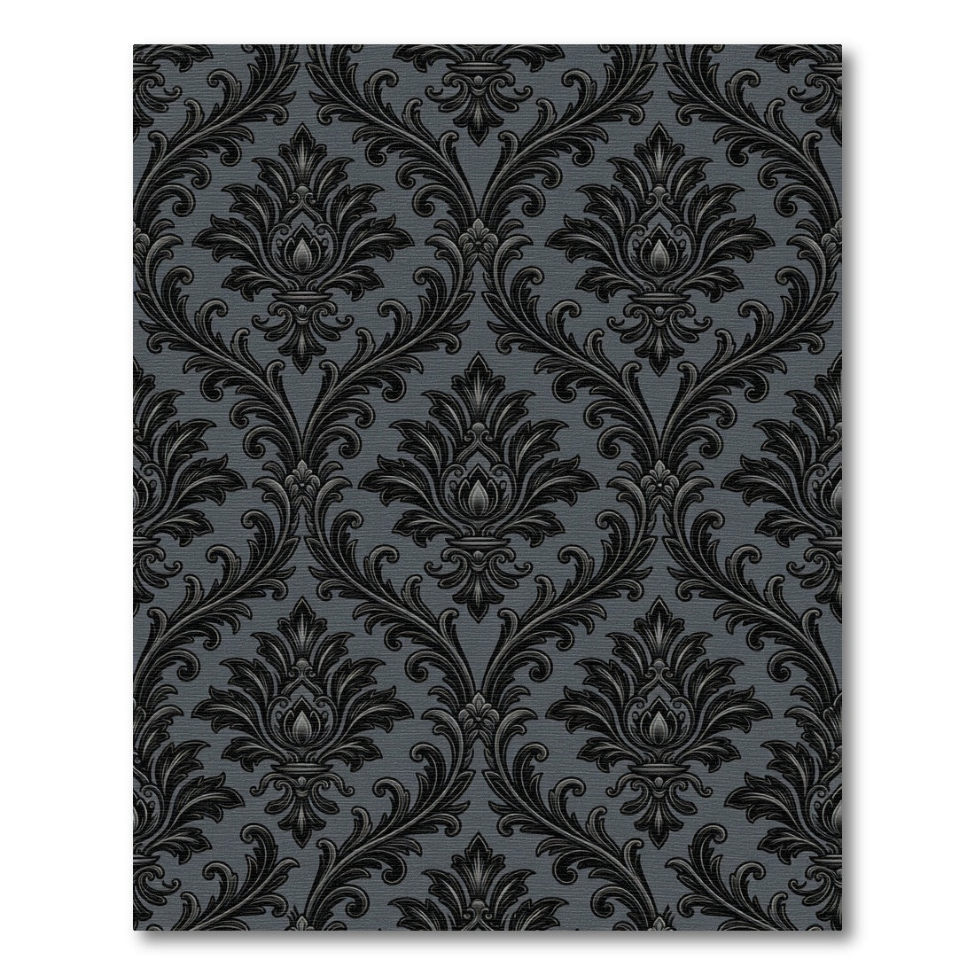 Sophisticated Charcoal Damask Scroll Filigree Rug