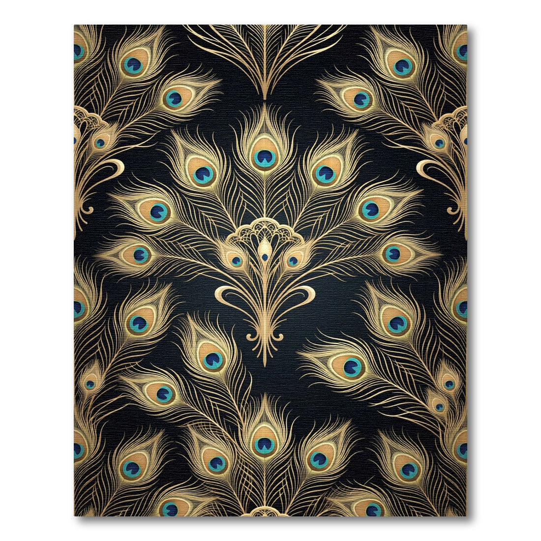 Gilded Peacock Feather Art Deco Overlay Rug
