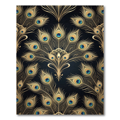 Gilded Peacock Feather Art Deco Overlay Rug