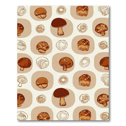 Earthy Mushroom Grid Pattern Rug