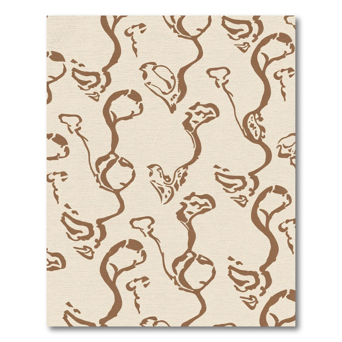 Cream Brown Organic Abstract Flow Rug