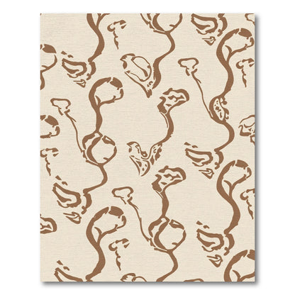 Cream Brown Organic Abstract Flow Rug