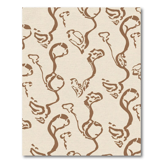 Cream Brown Organic Abstract Flow Rug