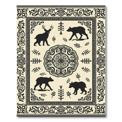 Woodland Deer Bear Flora Medallion Rug