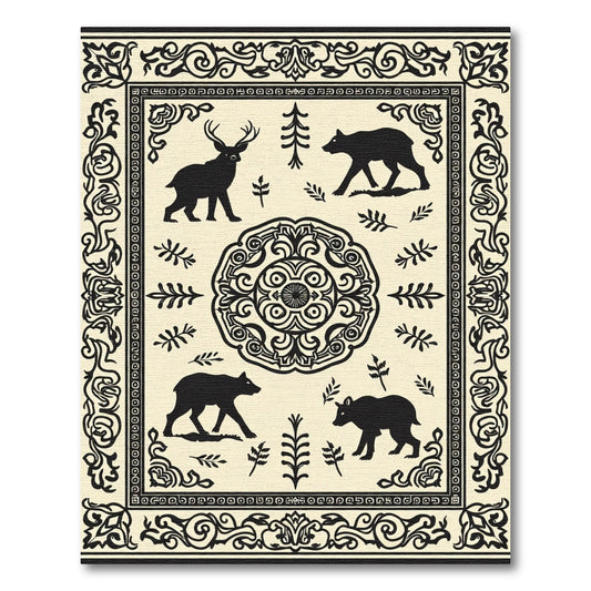 Woodland Deer Bear Flora Medallion Rug